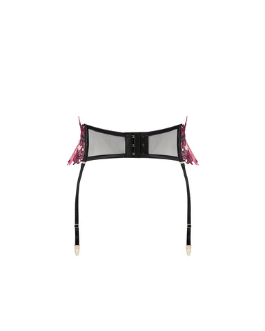 Calantha Detachable Waspie Garter Belt Cherry Lacquer/Virtual Pink