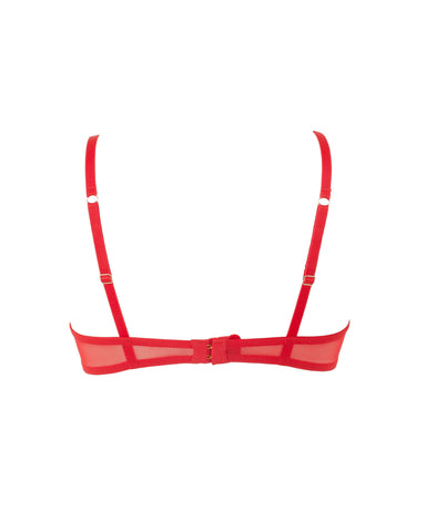 Marseille Embroidered Sheer Bra Red
